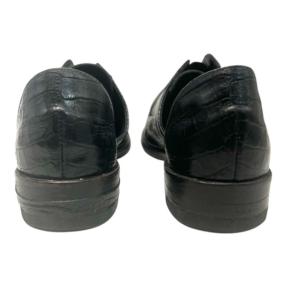 Freda Salvador Black Leather Croc Embossed D'Orsay Slip On Loafer Flat Women 7.5 - Picture 8 of 15
